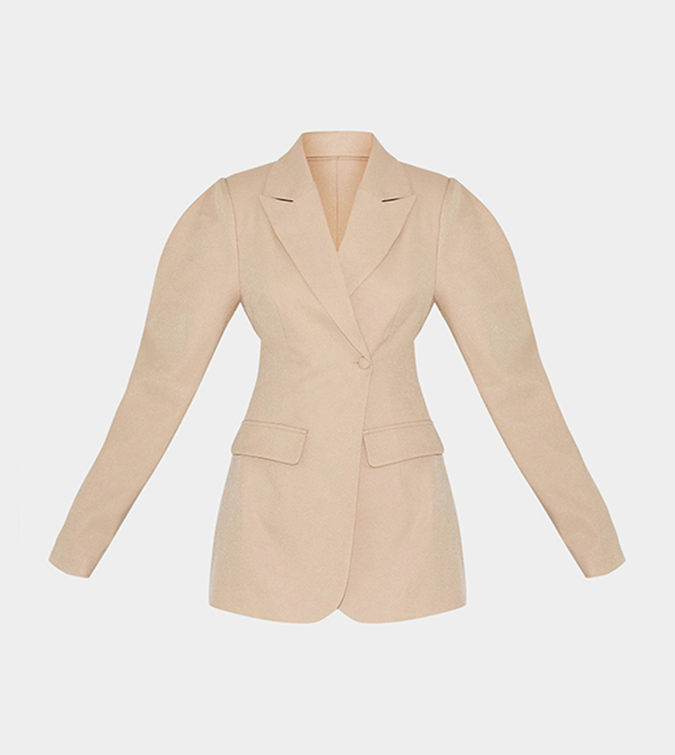 Drop Shoulder Cinch Waist Extreme Oversized Blazer