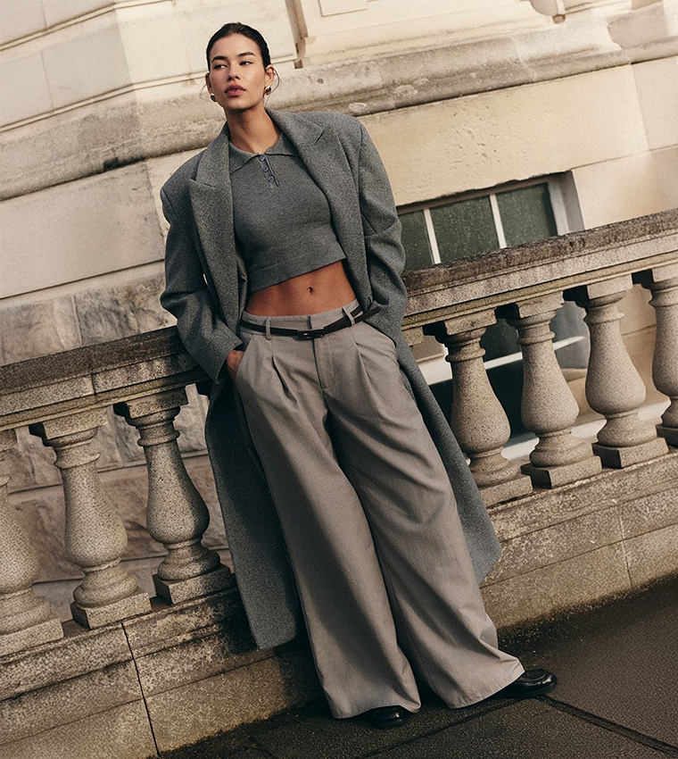Double Pleated Wide Leg Trousers