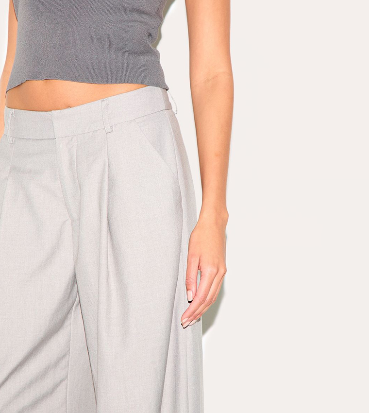 Double Pleated Wide Leg Trousers