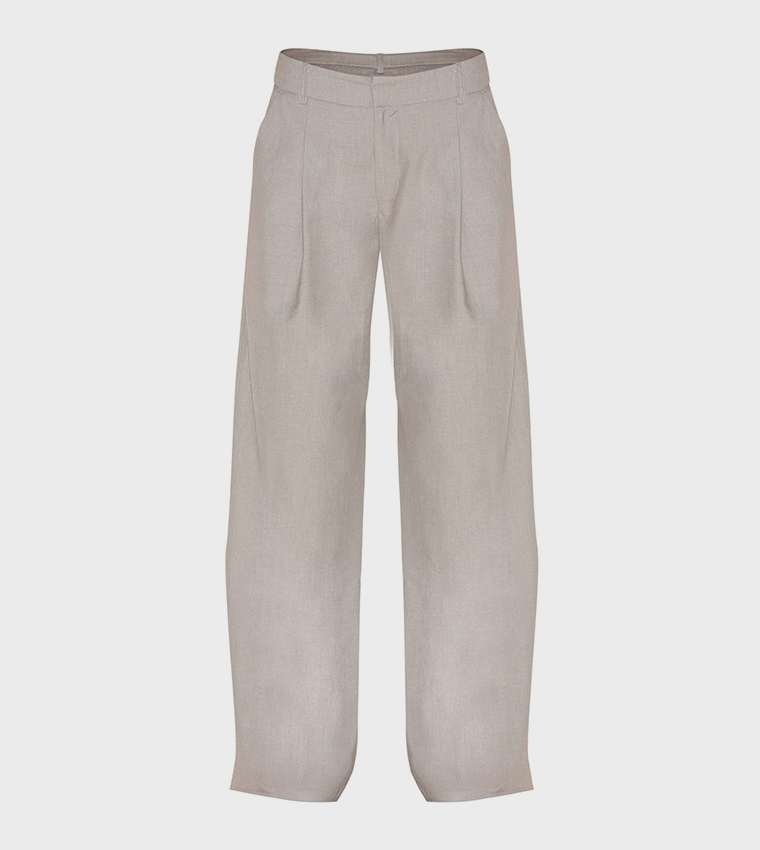 Double Pleated Wide Leg Trousers