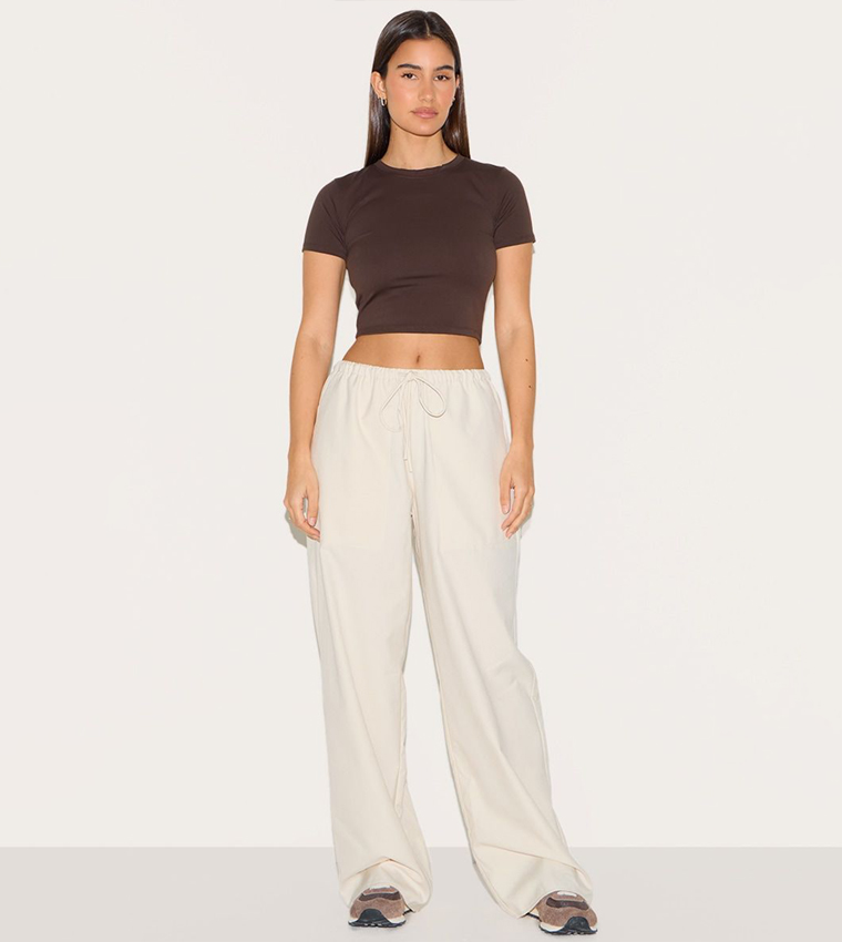 Drawstring Waist Low Rise Relaxed Fit Trousers