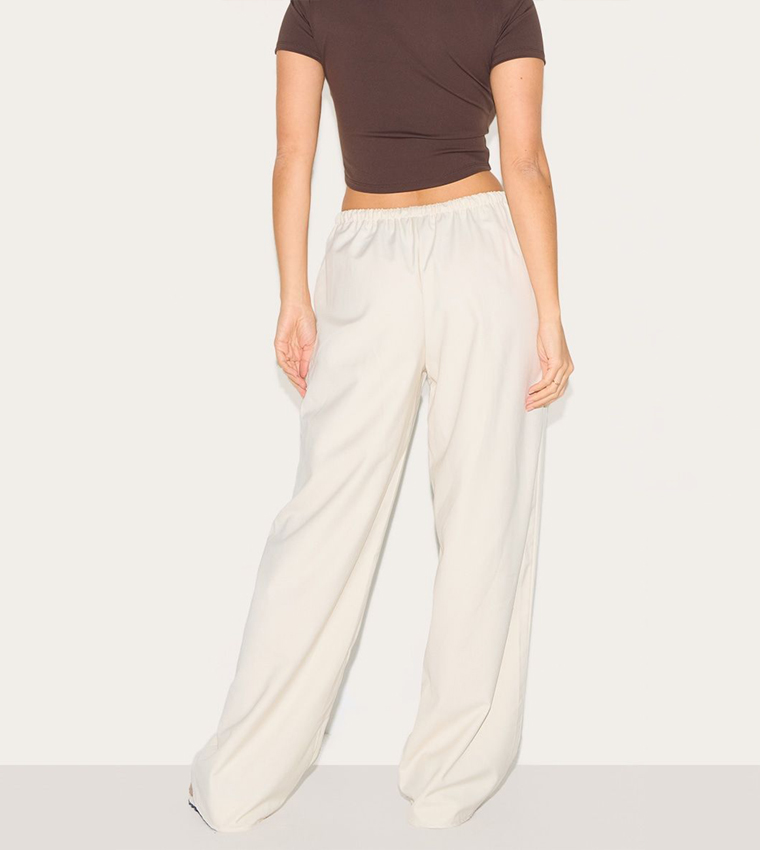 Drawstring Waist Low Rise Relaxed Fit Trousers