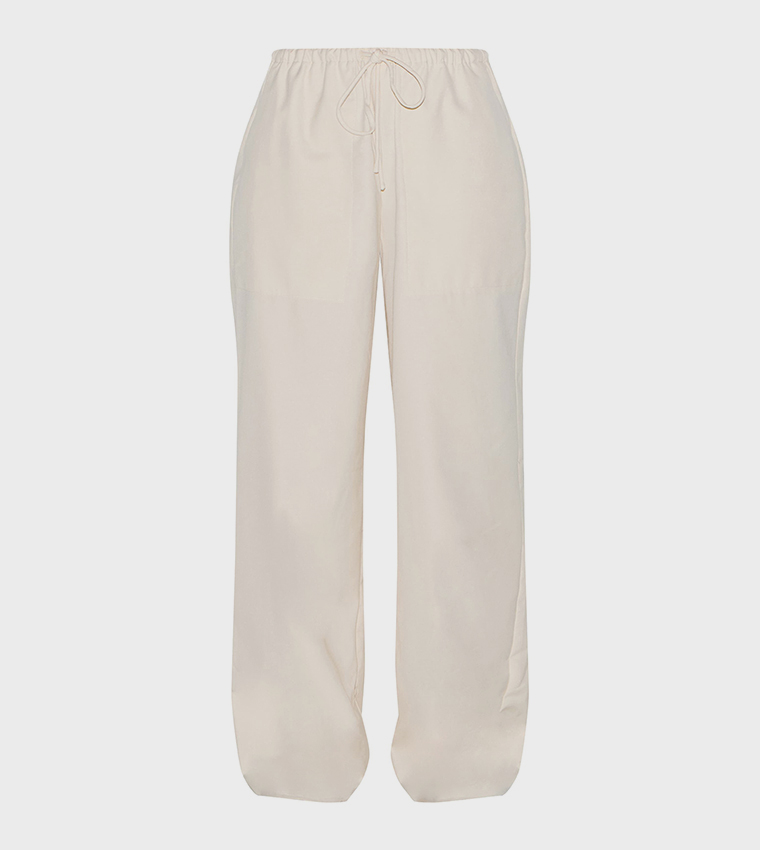 Drawstring Waist Low Rise Relaxed Fit Trousers