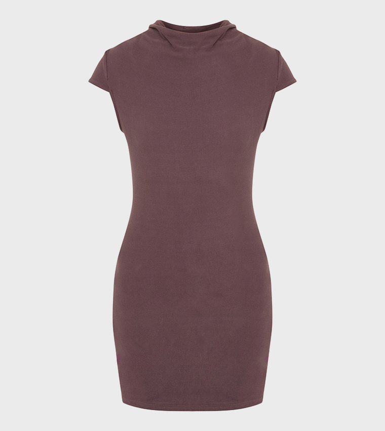 Soft Touch High Neck Cowl Bodycon Dress