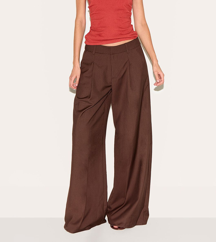Double Pleated Wide Leg Trousers