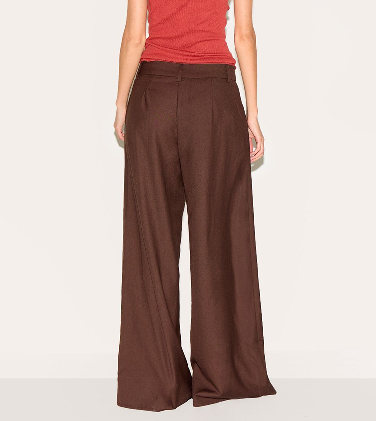 Double Pleated Wide Leg Trousers