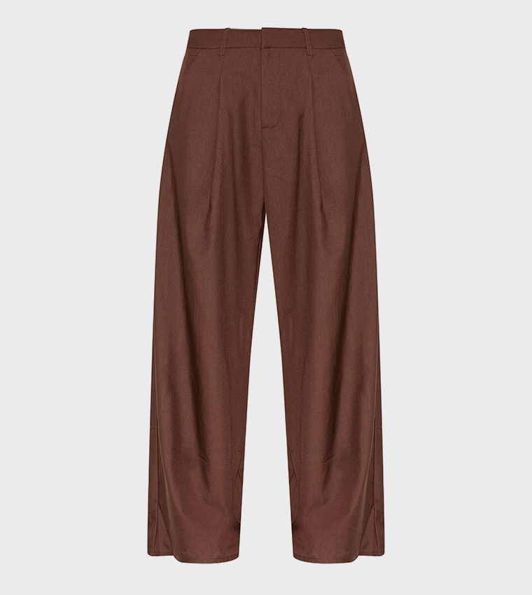 Double Pleated Wide Leg Trousers
