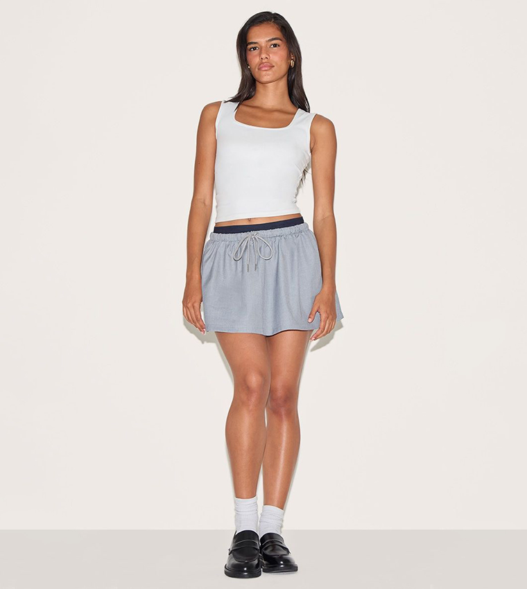 Tailored Drawstring Waist Mini Skirt