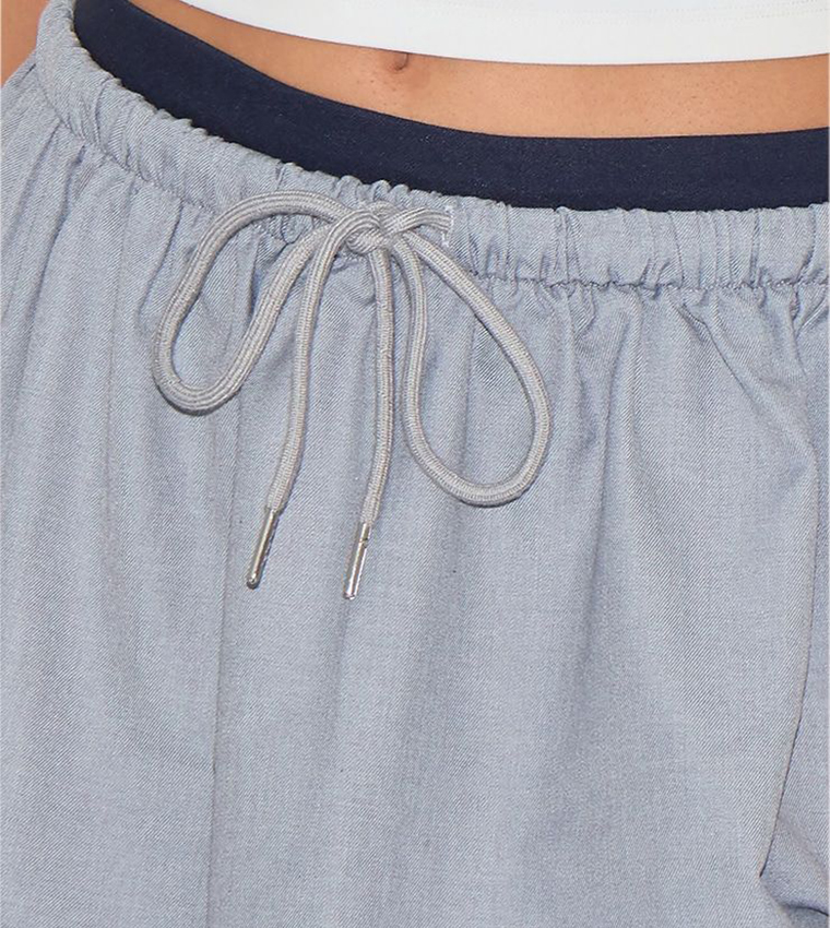 Tailored Drawstring Waist Mini Skirt