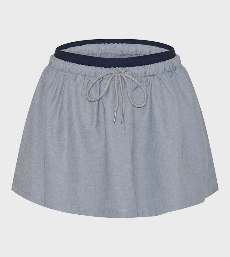 Tailored Drawstring Waist Mini Skirt
