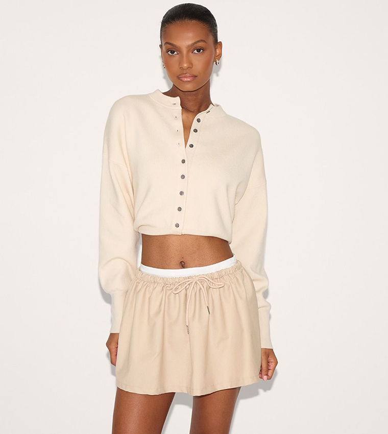 Pleated Skirt Beige Skirt Pretty Little Thing Buy PrettyLittleThing