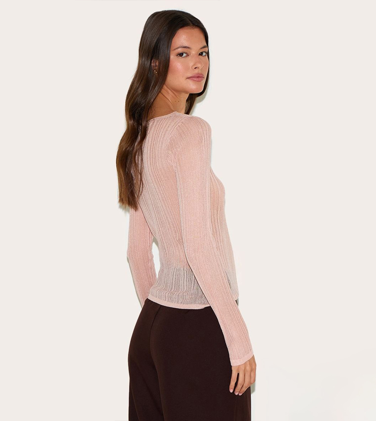 Sheer Knit Long Sleeves Top
