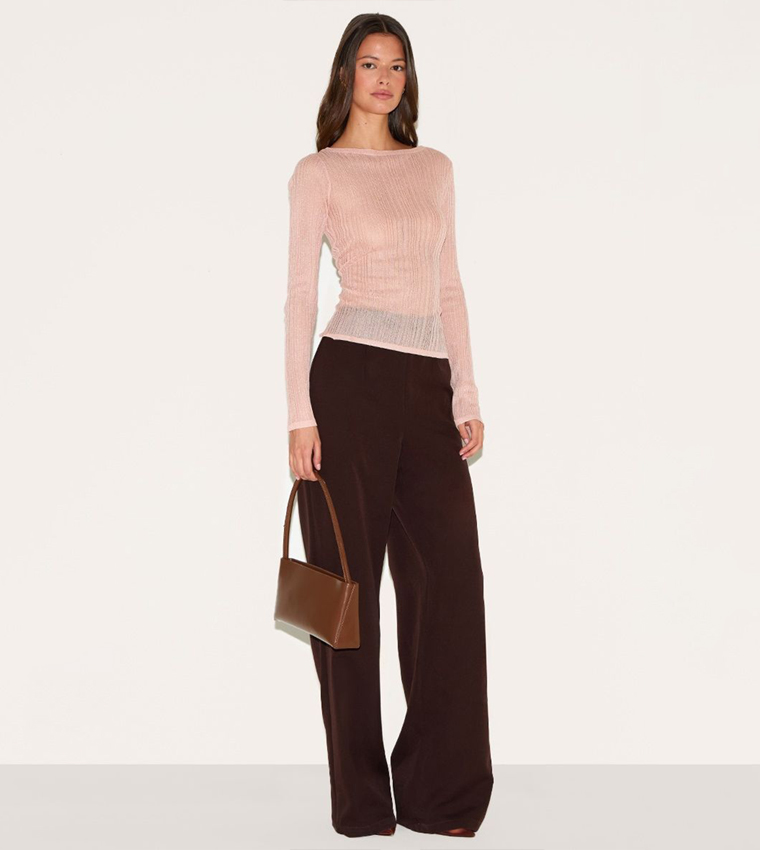 Sheer Knit Long Sleeves Top
