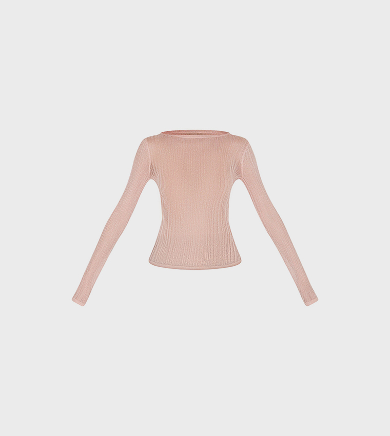 Sheer Knit Long Sleeves Top