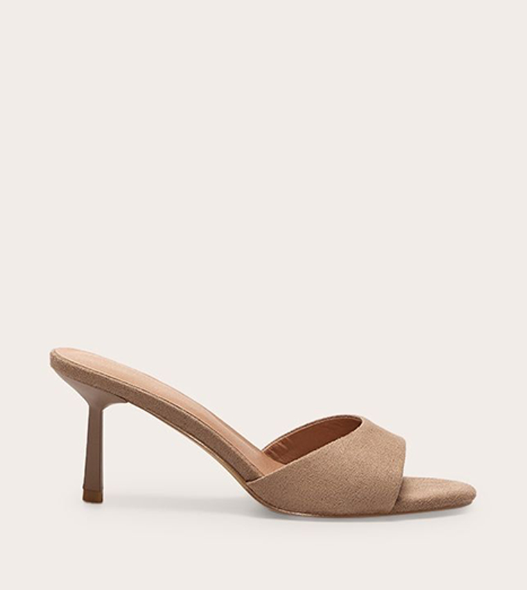 Wide Fit Faux Suede Mid Stiletto Heel Sandals