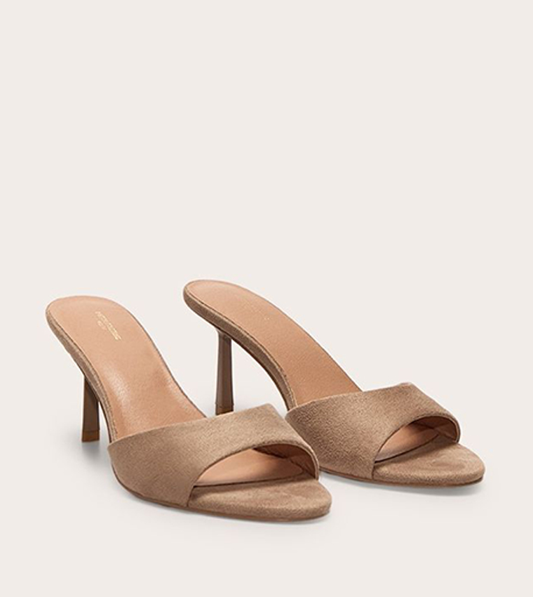 Wide Fit Faux Suede Mid Stiletto Heel Sandals