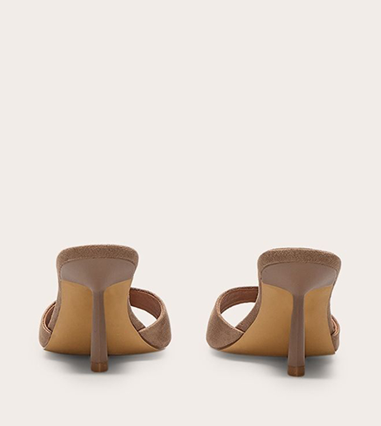 Wide Fit Faux Suede Mid Stiletto Heel Sandals