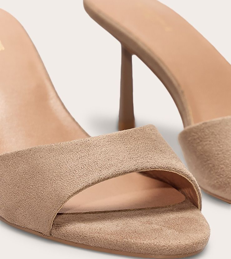 Wide Fit Faux Suede Mid Stiletto Heel Sandals