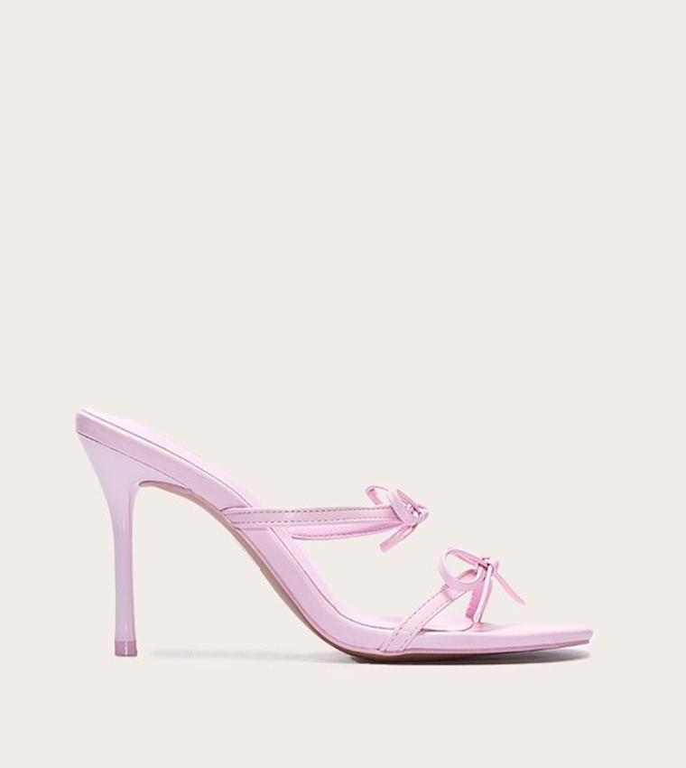Buy PrettyLittleThing Satin Round Toe Bow Strap High Stiletto
