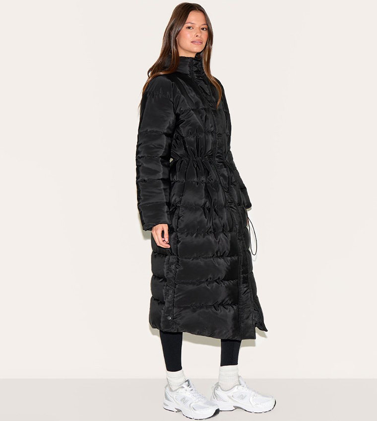 Buy PrettyLittleThing Cinched Waist Puffer Coat In Black