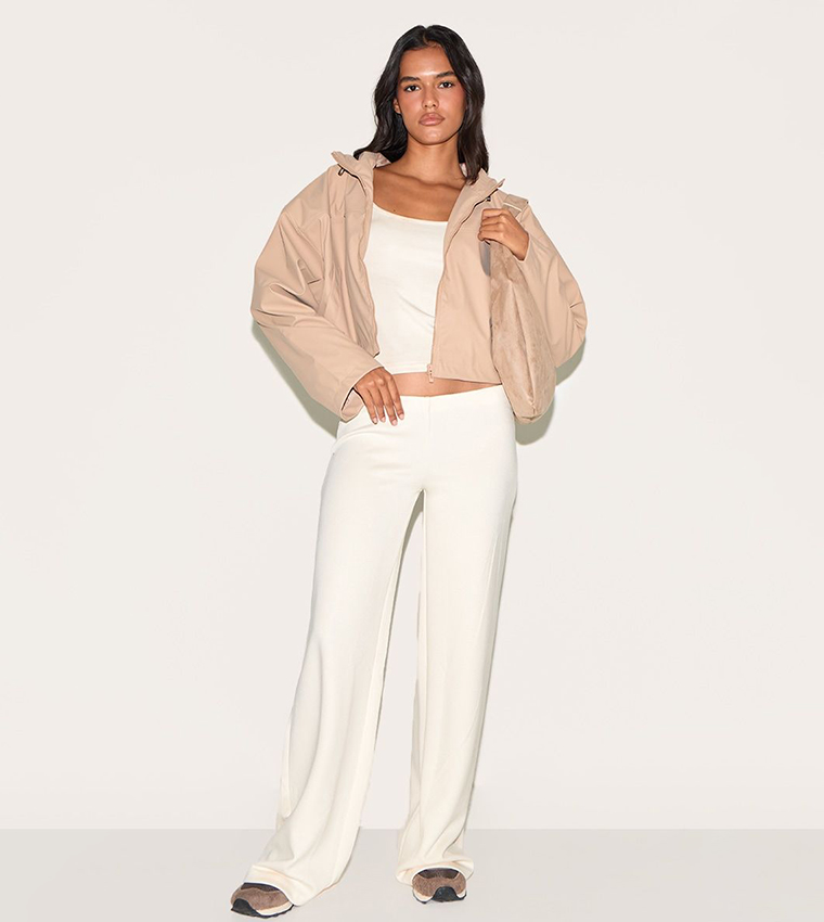 PU Faux Leather Cropped Hooded Jacket