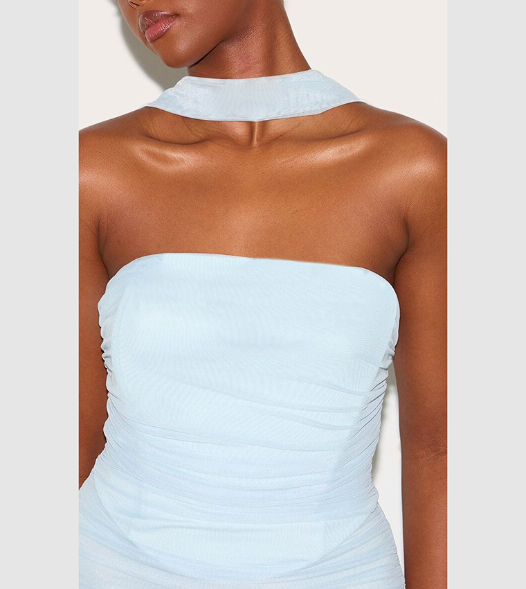 Scarf Detail Ruched Maxi Dress