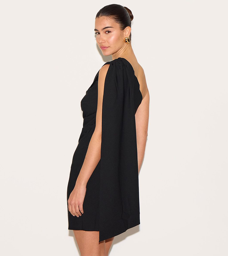 Woven Drape Shoulder Mini Dress
