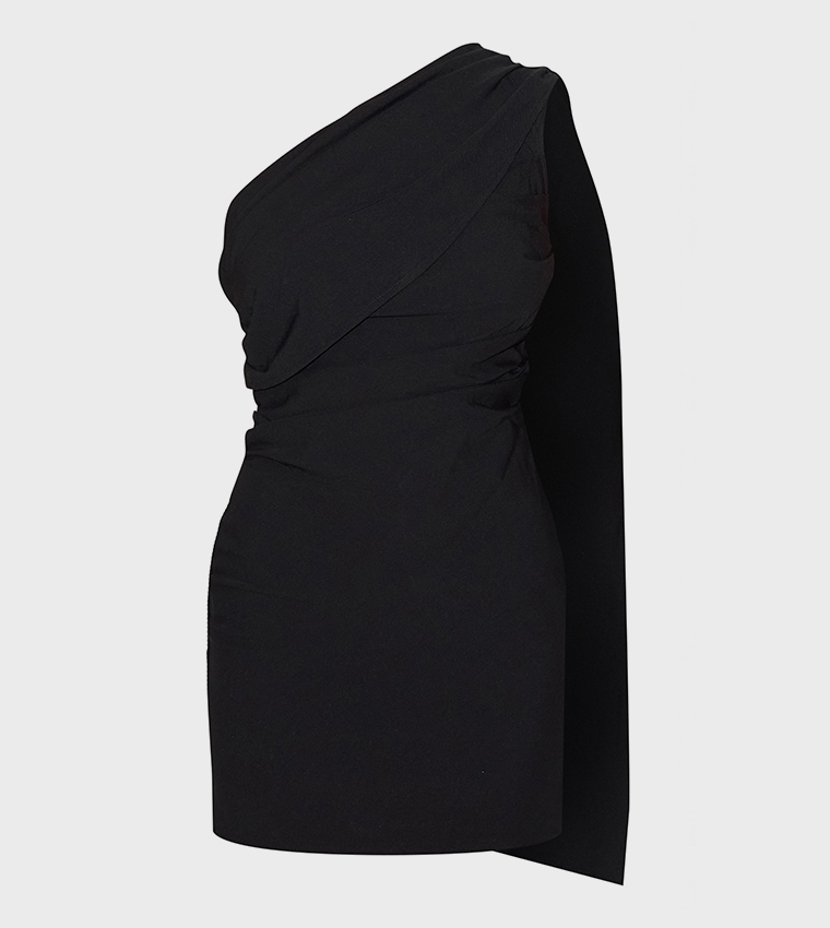 Woven Drape Shoulder Mini Dress