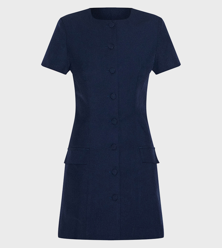 فستان ميني بأكمام قصيرة 