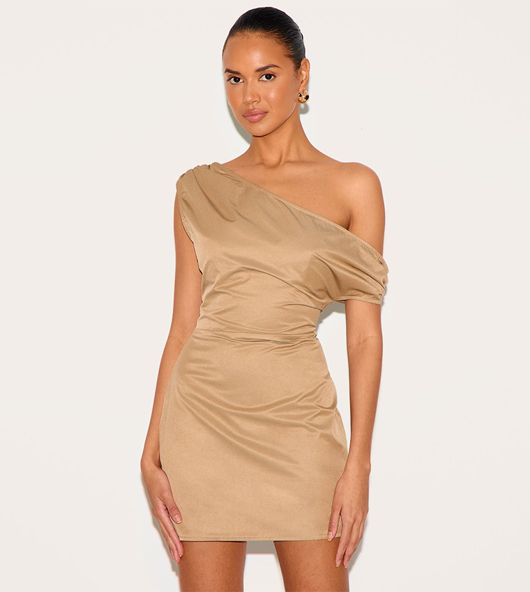 Woven Asymmetric Cup Detail Mini Dress