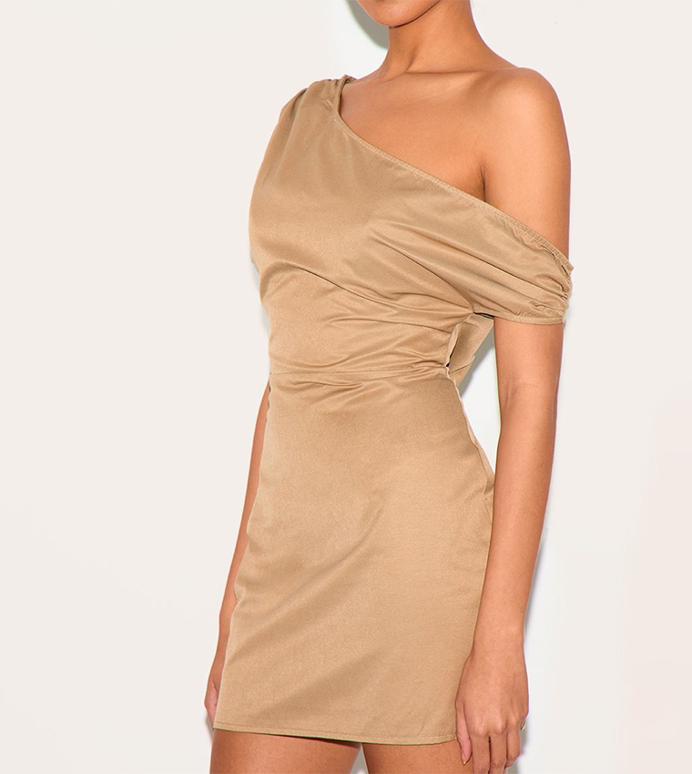Woven Asymmetric Cup Detail Mini Dress