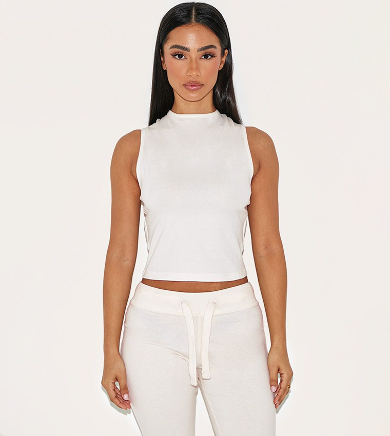 Petite Open Back Sleeveless Crop Top