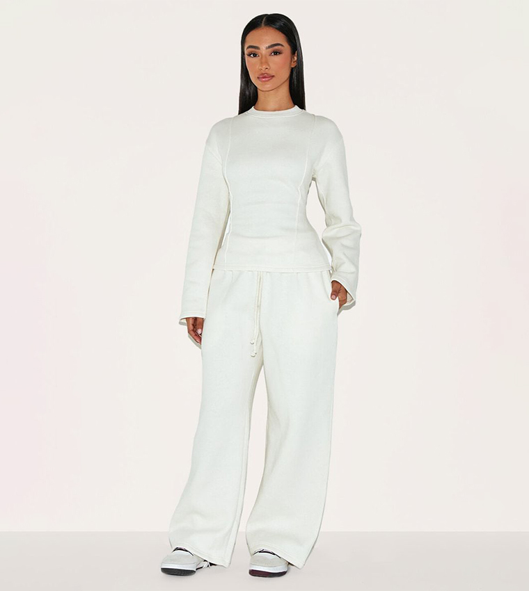 Petite Drawstring Waist Wide Leg Sweatpants