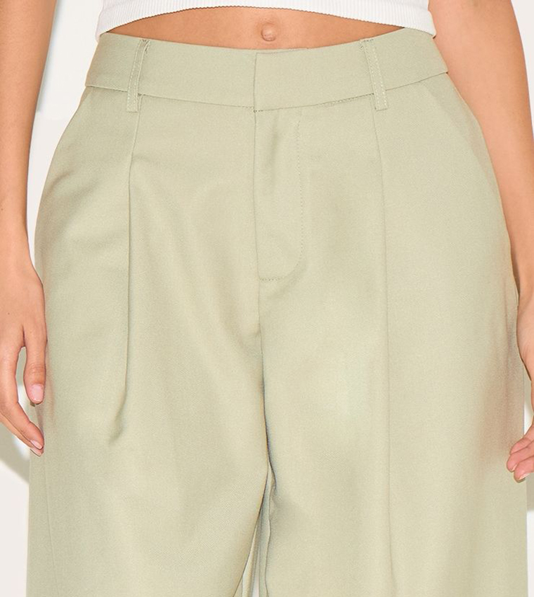 Double Pleated Wide Leg Trousers