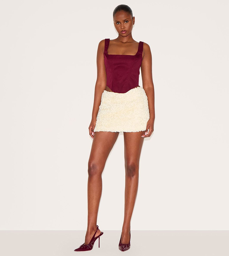 Confetti Appliqued Textured Mini Skirt