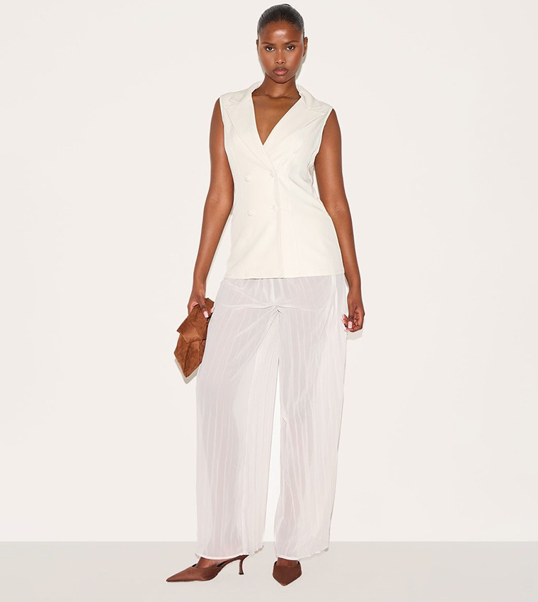 Woven Waistcoat Overlay Chiffon Jumpsuit