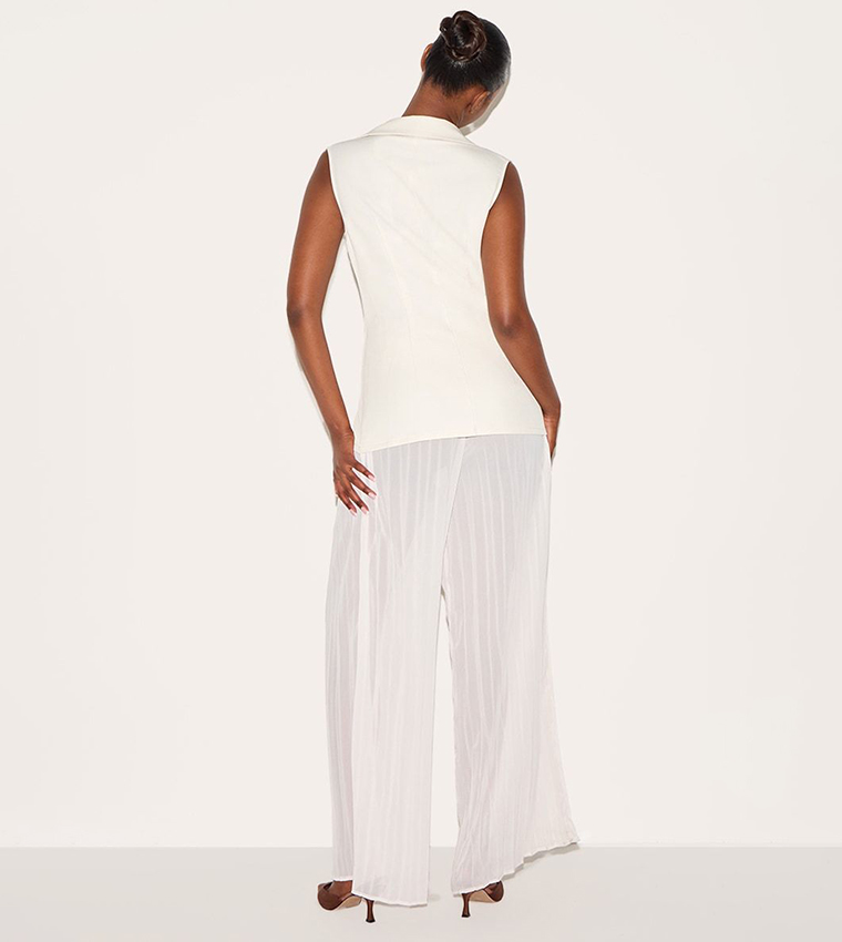 Woven Waistcoat Overlay Chiffon Jumpsuit