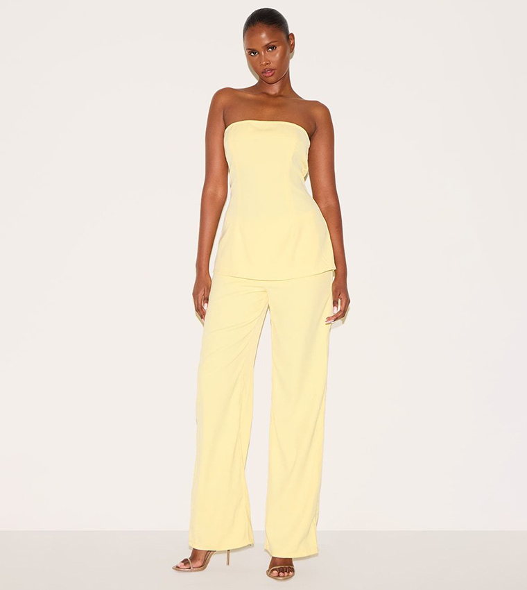 Woven Tailored Longline Bandeau Flared Jumpsuit