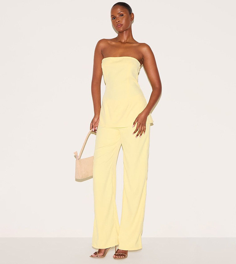 Woven Tailored Longline Bandeau Flared Jumpsuit