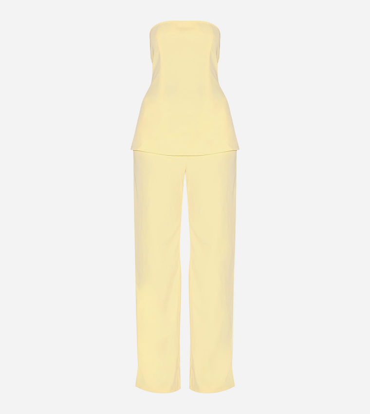 Woven Tailored Longline Bandeau Flared Jumpsuit
