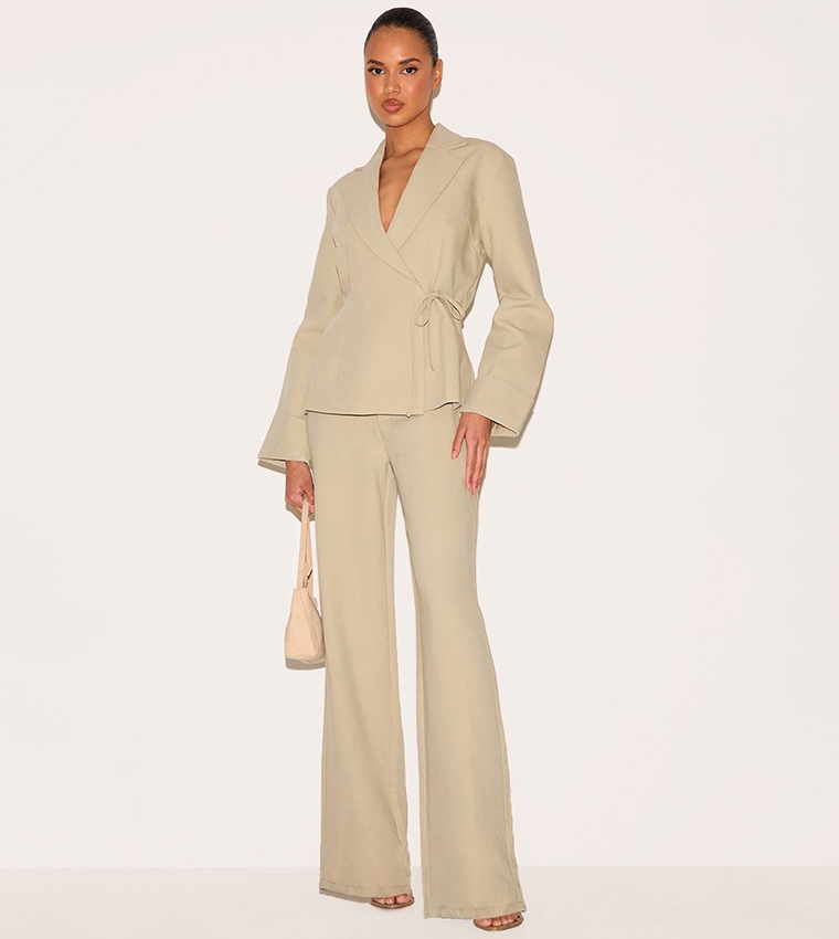 Premium Woven Tie Side Blazer Jumpsuit