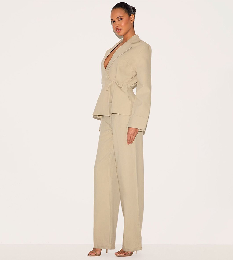 Premium Woven Tie Side Blazer Jumpsuit