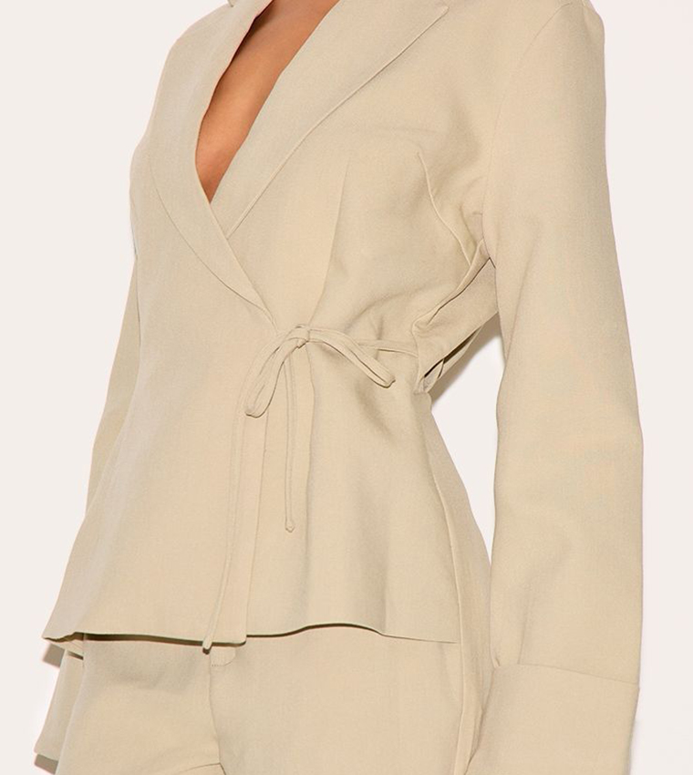 Premium Woven Tie Side Blazer Jumpsuit