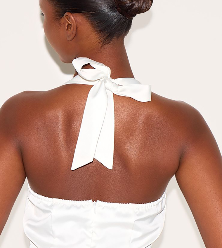 Satin Halterneck Puffball Playsuit
