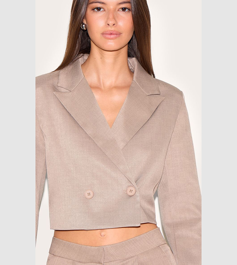 Long Sleeves Boxy Fit Crop Blazer