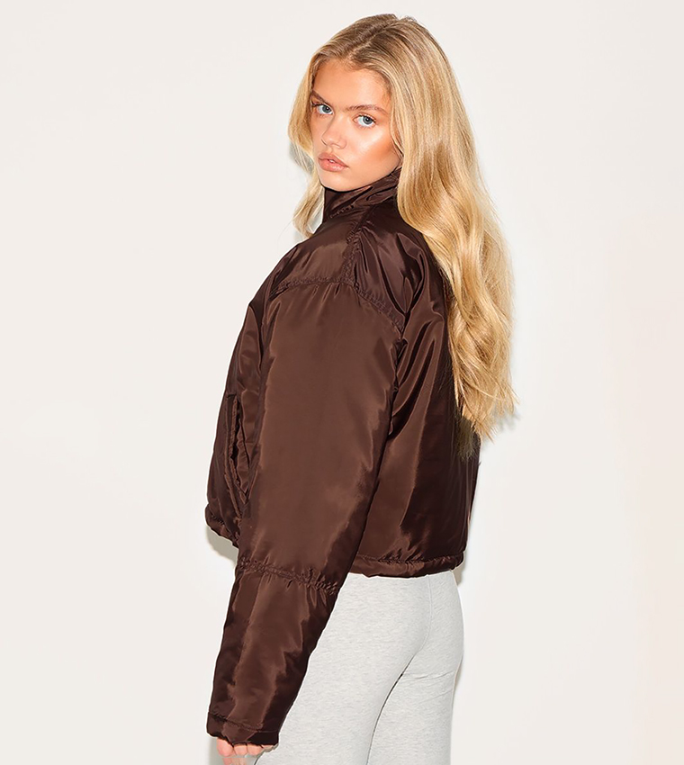Solid Cropped Puffer Jacket