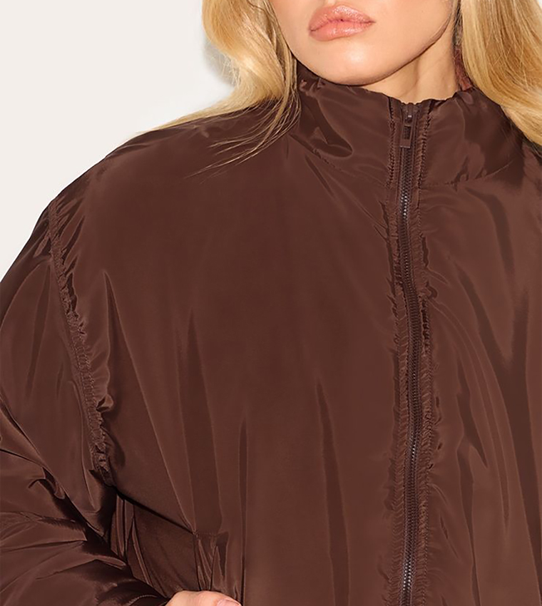 Solid Cropped Puffer Jacket