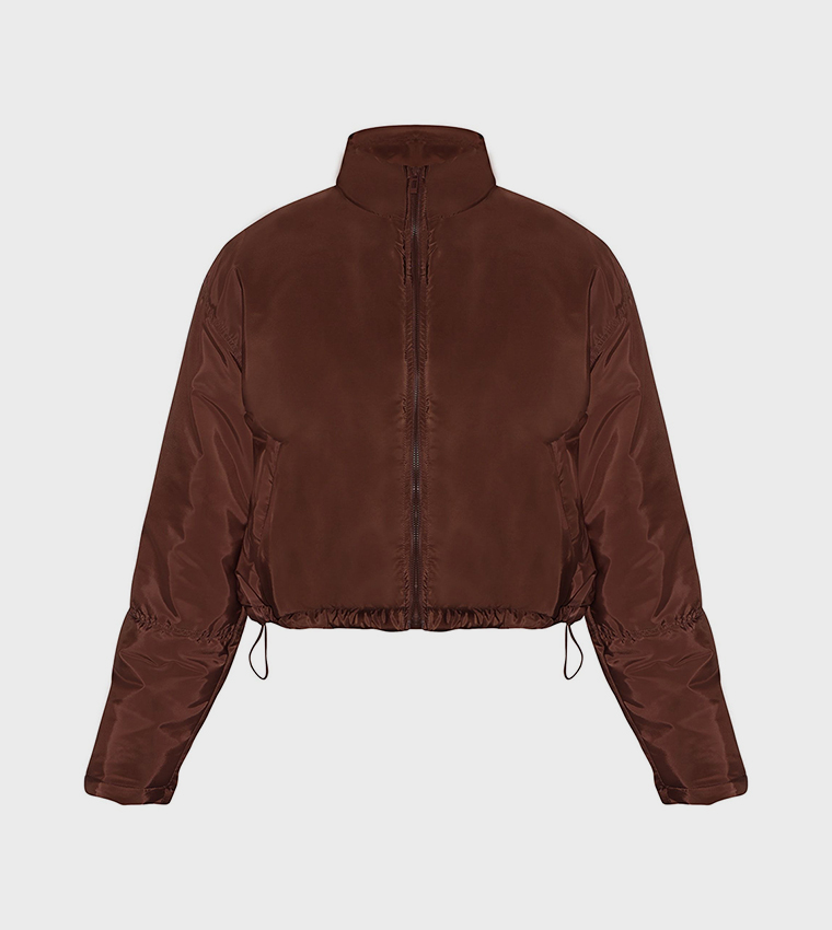 Solid Cropped Puffer Jacket