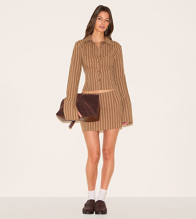 Striped Long Sleeves Crop Shirt
