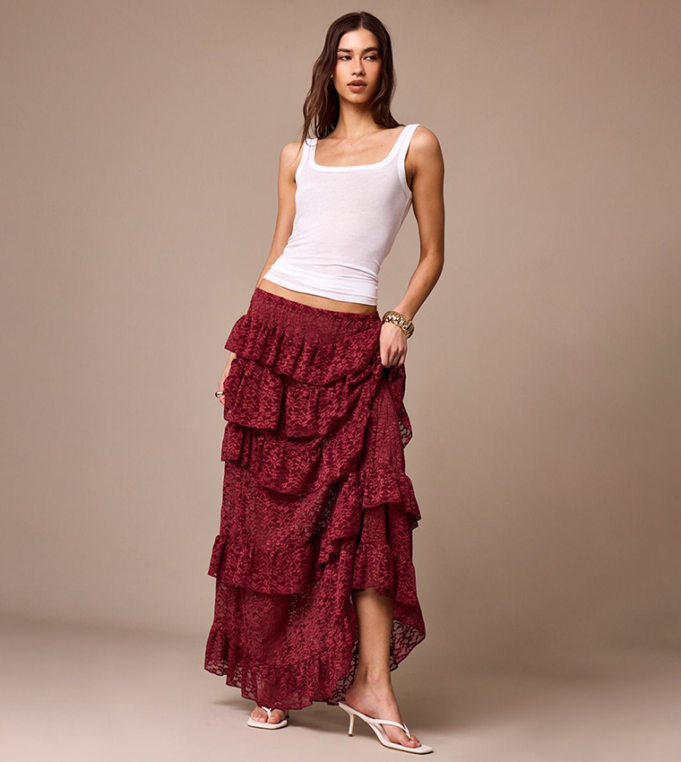 Lace Floaty Layered Maxi Skirt
